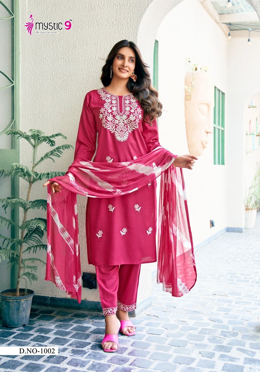 Karachi Vol 1 By Mystic 9 Lucknowi Style Embroidery Kurti With Bottom Dupatta Wholesalers In Delhi
